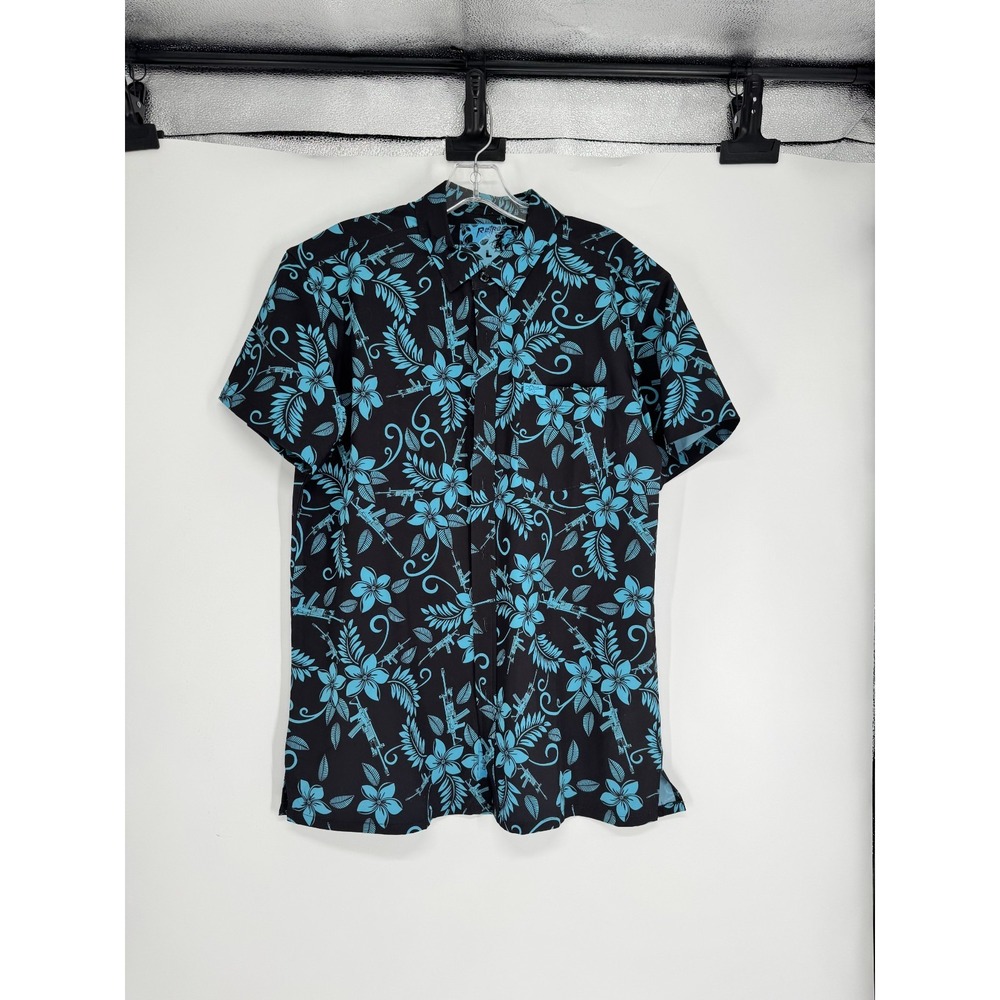 Retro Rifle Hawaiian The Hula Shirt Mens Large Short Sleeve Floral Button Up